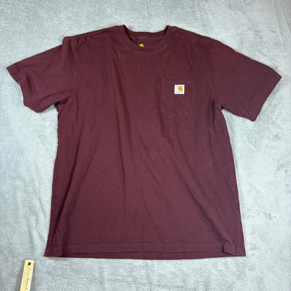 Carhartt Shirts Mens L Original Fit K87 Pocket Tee Maroon Burgundy Workwear
